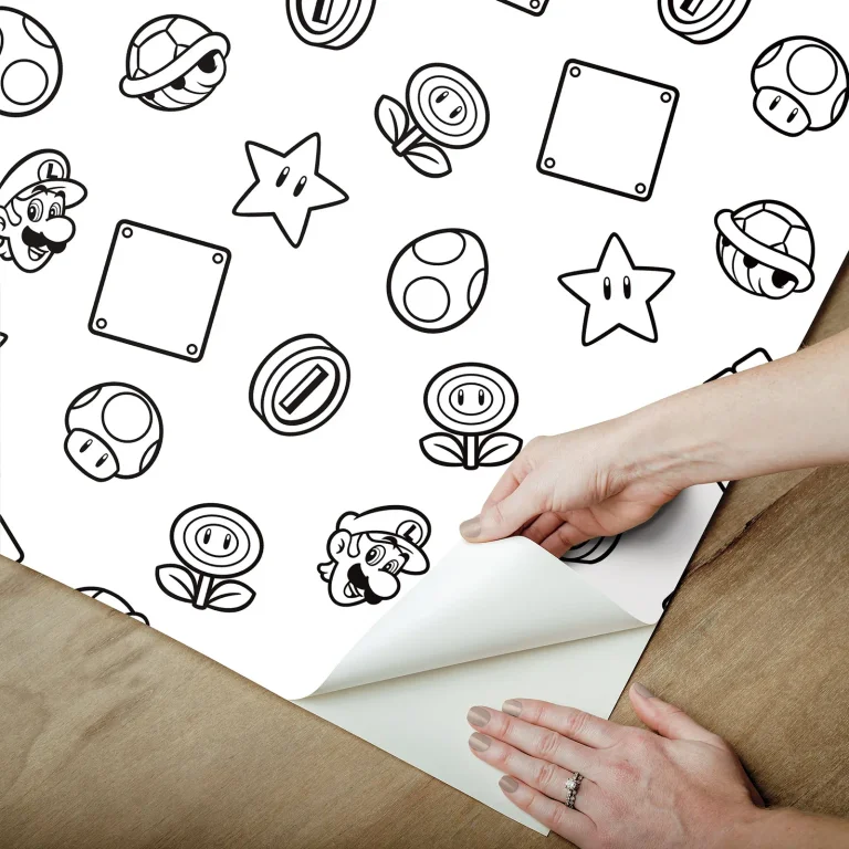 Nintendo Super Mario Power Up Icons Peel and Stick Wallpaper - Black — Ảnh 5