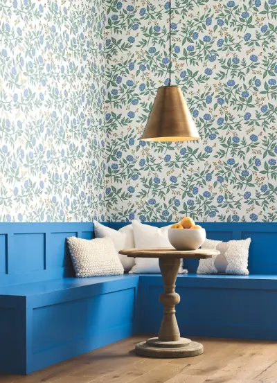 Rifle Paper Co. Peonies Wallpaper - Periwinkle & Sage