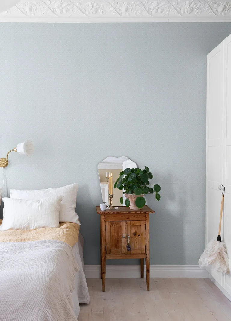 Athena Scalloped Botanical Wallpaper - Light Blue — Ảnh 3