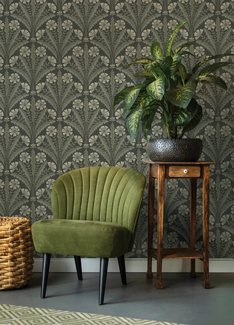 Chesapeake Tap Root Floral Damask Wallpaper - Charcoal — Ảnh 4