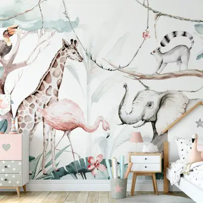 Jungle Animal Friends - Wall Mural 5523 - 4 Panel - 192cm x 260cm (upto 14 days delivery)