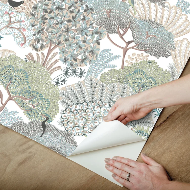 Everbloom Forest Botanical Peel and Stick Wallpaper - Aqua — Ảnh 5