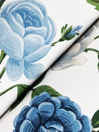 Rifle Paper Co. Roses Wallpaper - White & Blue
