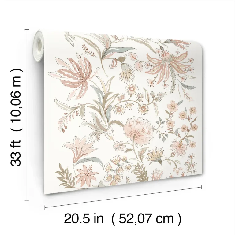 Teonna Floral Stripe Wallpaper - Light Pink — Image 2