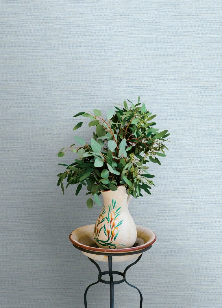 Chesapeake Agave Faux Grasscloth Wallpaper - Sky Blue — Ảnh 4