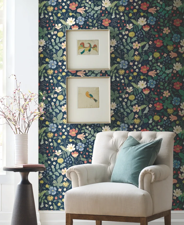 Rifle Paper Co. Strawberry Fields Wallpaper - Navy — Ảnh 3