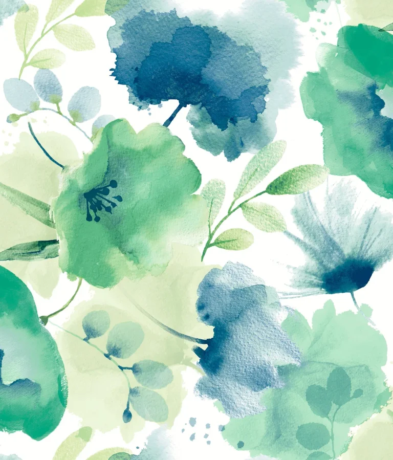 Watercolor Bouquet Wallpaper - Blue/Green — Ảnh 6