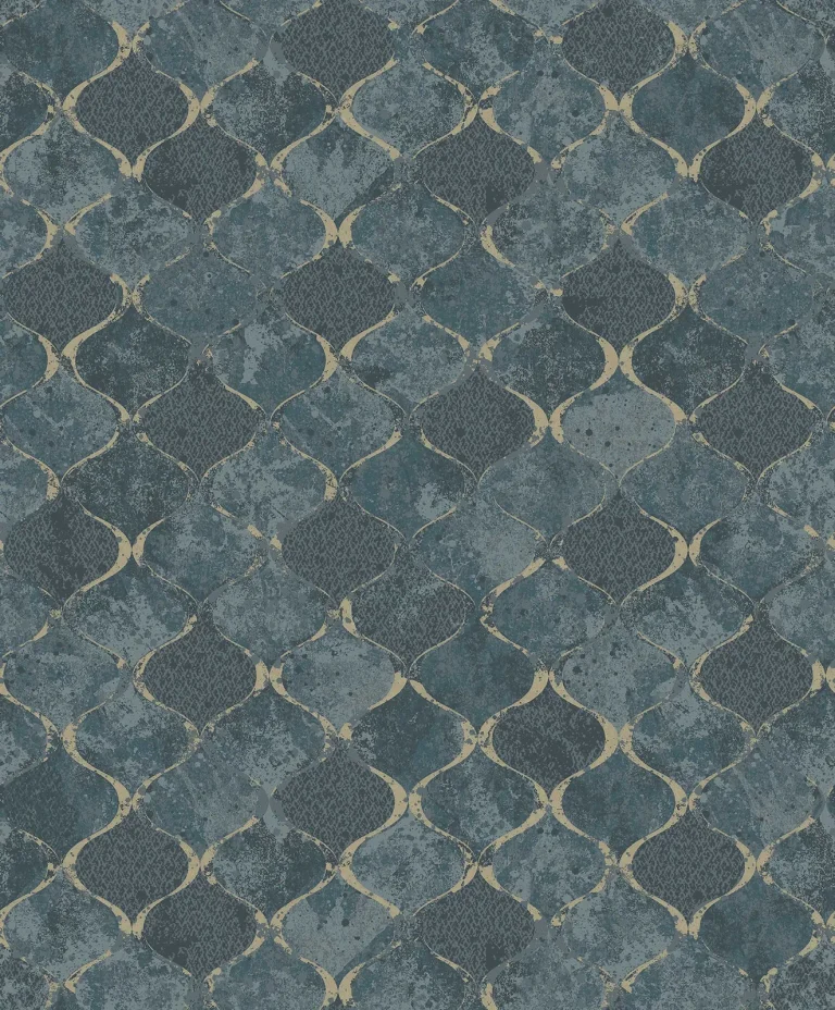Pilak Ogee Tile Wallpaper - Blue — Ảnh 3