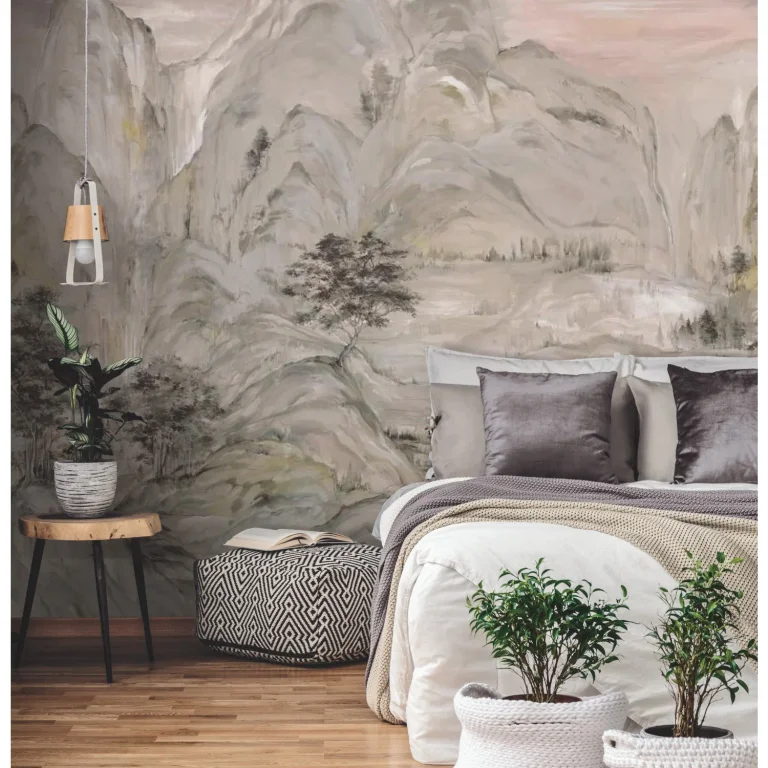 Ronald Redding Misty Mountain Wall Mural - Taupe — Ảnh 3