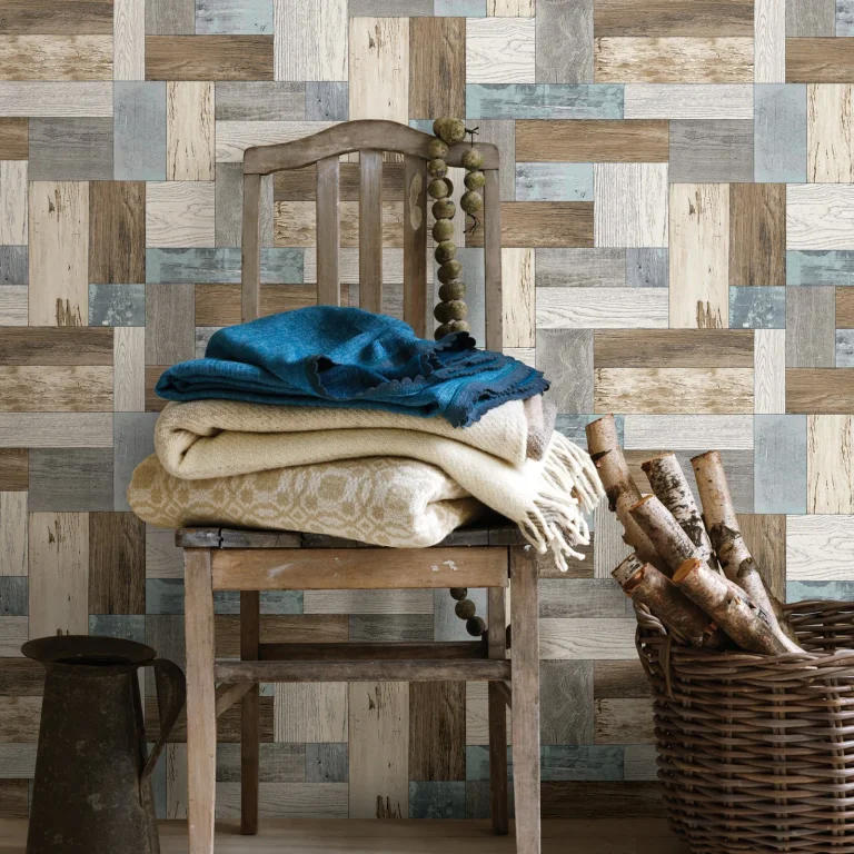 Knock on Wood Distressed Wallpaper - Multicolor — Ảnh 3