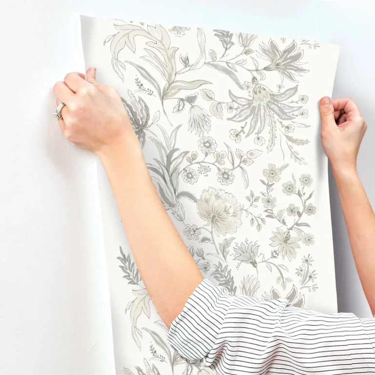 Teonna Floral Stripe Wallpaper - Light Grey — Ảnh 6