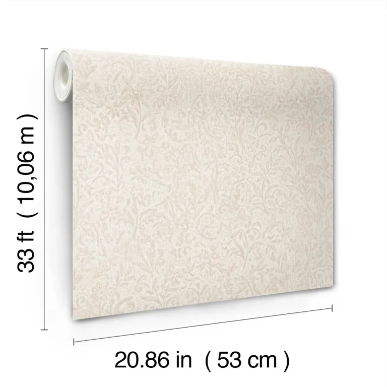 Sculpted Floral Relief Wallpaper - Beige — Ảnh 2