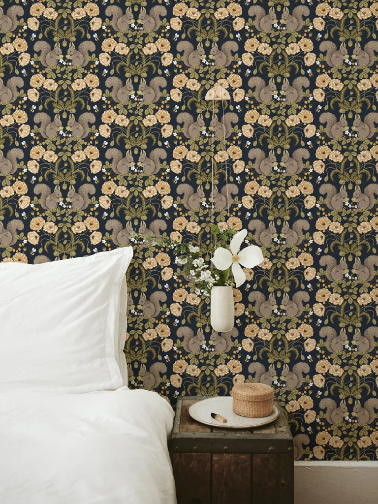 Kurre Woodland Damask Wallpaper - Dark Blue — Ảnh 3