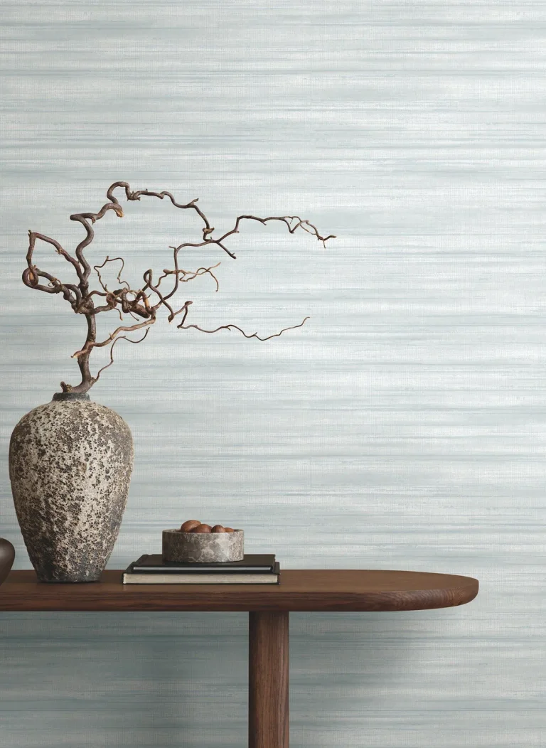 Ronald Redding Brushed Linen Wallpaper - Light Blue — Ảnh 4