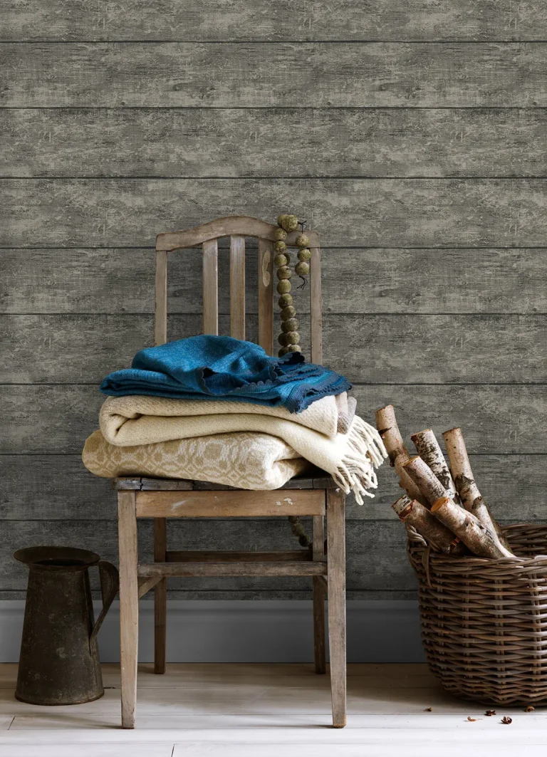Chesapeake Cabin Wood Planks Wallpaper - Charcoal — Image 2