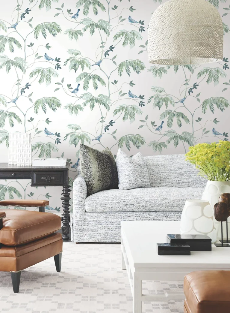 Cillian Botanical Bird Trail Wallpaper - Blue — Ảnh 3