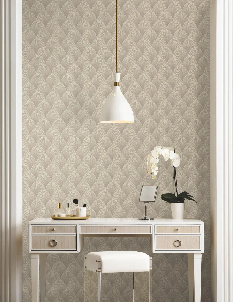 Candice Olson Metallic Scallop Wallpaper - Beige — Ảnh 2