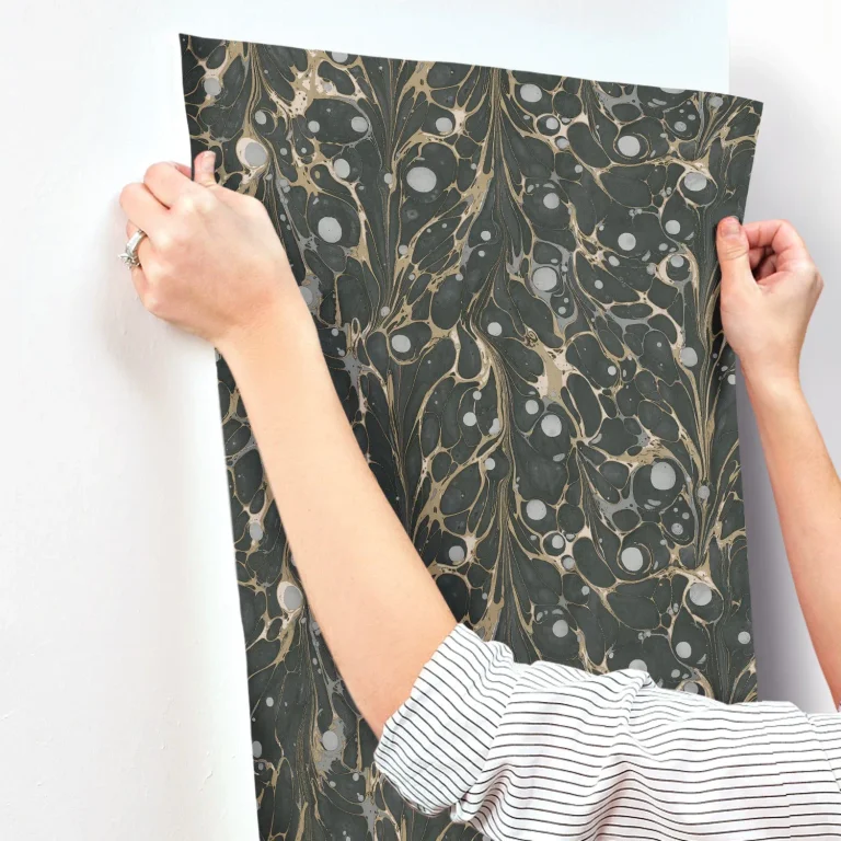 Marbled Endpaper Wallpaper - Black/Gold — Image 2