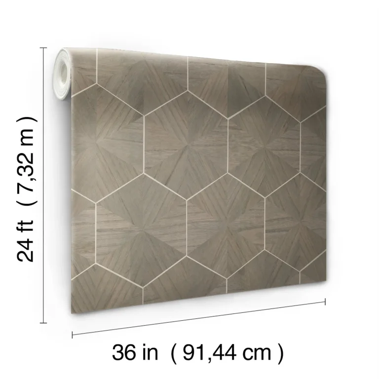 Ronald Redding Hexagram Wood Veneer Wallpaper - Caper — Image 3