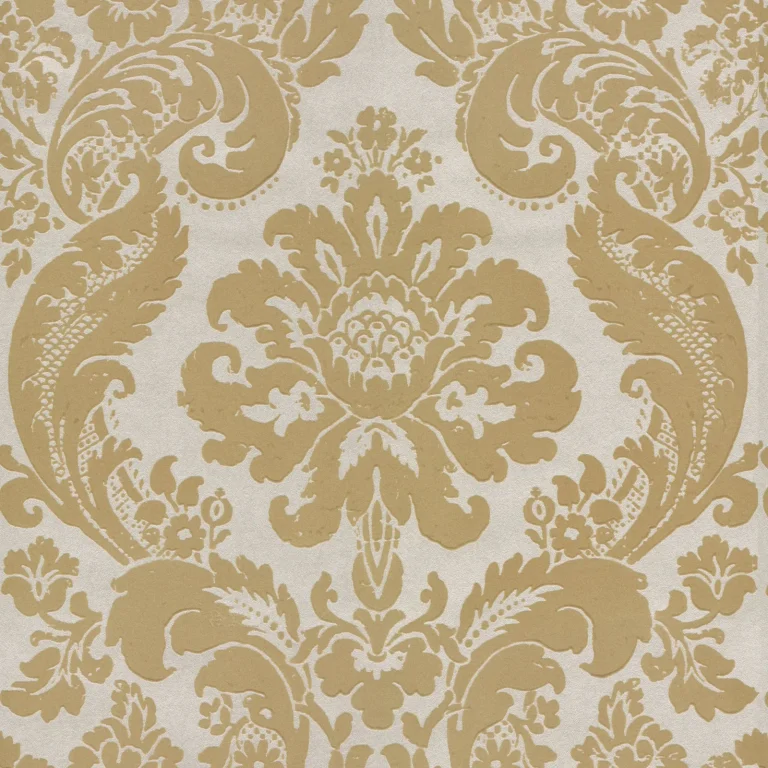 Shadow Flocked Damask Wallpaper - Khaki — Ảnh 5