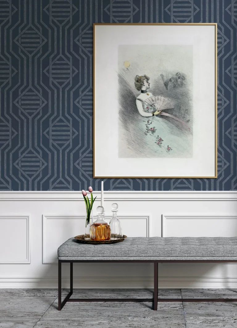 Essex Geometric Wallpaper - Navy — Ảnh 4