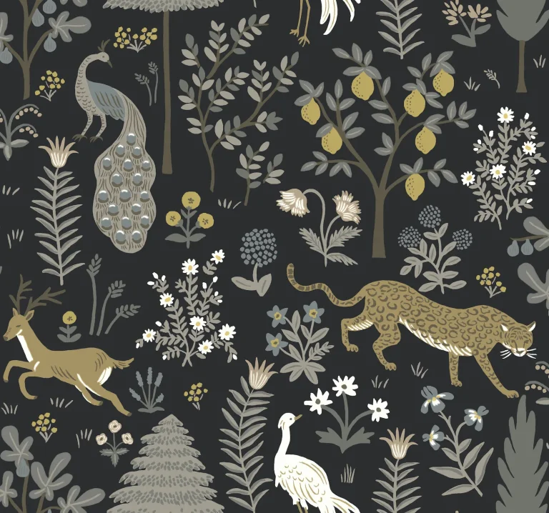 Rifle Paper Co. Menagerie Wallpaper - Black — Ảnh 3