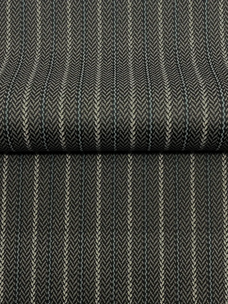 Ronald Redding Elkan Stripe Herringbone Wallpaper - Black — Ảnh 3
