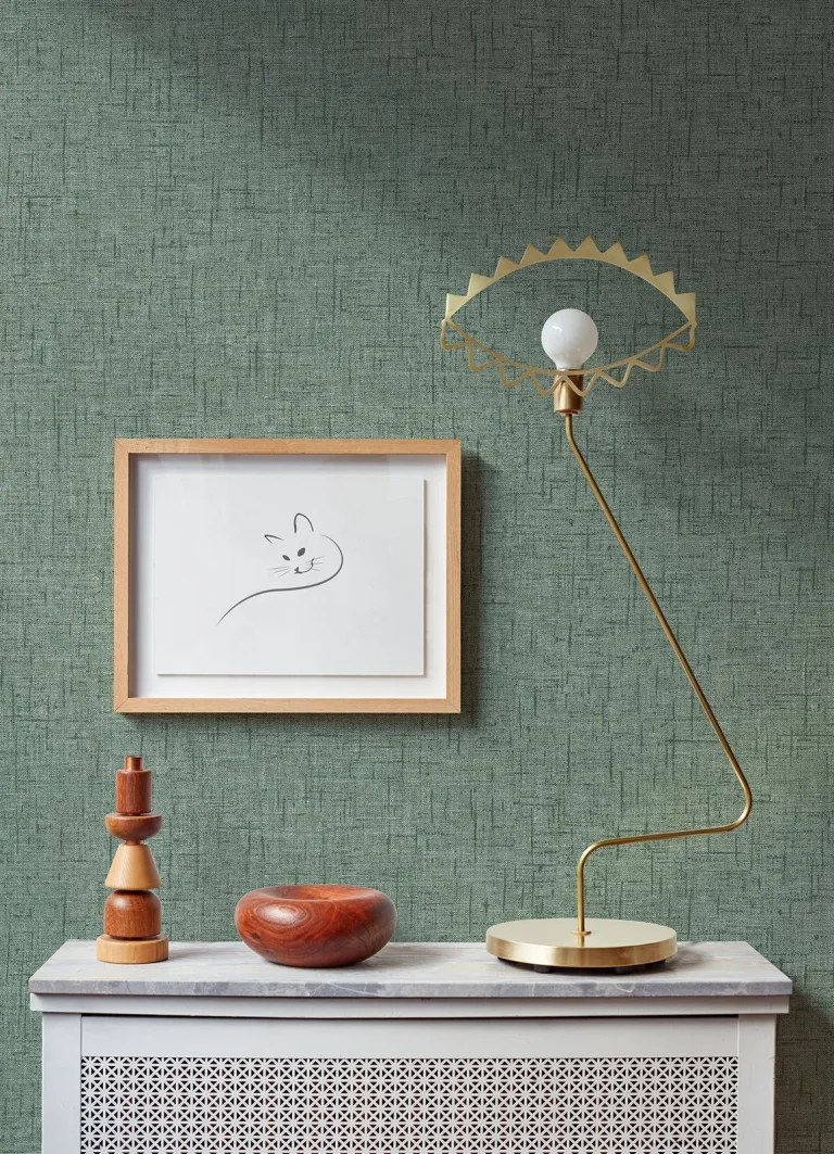 Bentley Faux Linen Wallpaper - Green — Ảnh 2