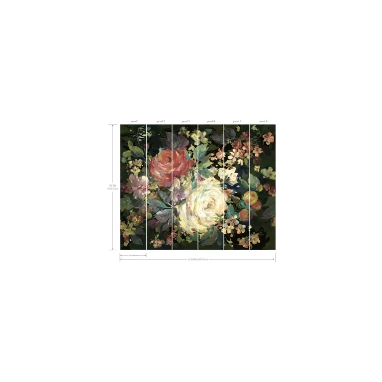 Impressionist Floral Wall Mural - Red/Black