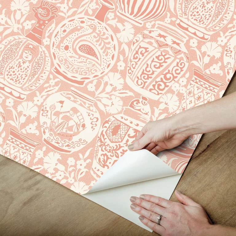 Delft Pottery Peel and Stick Wallpaper - Peach — Ảnh 2