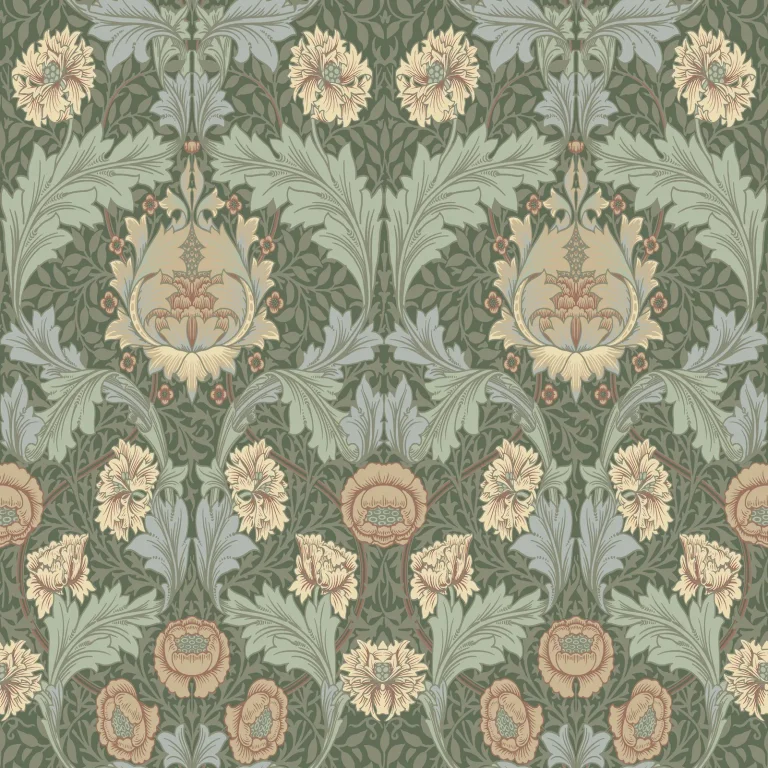 Myrtle Floral Ogee Wallpaper - Sea Green — Ảnh 2