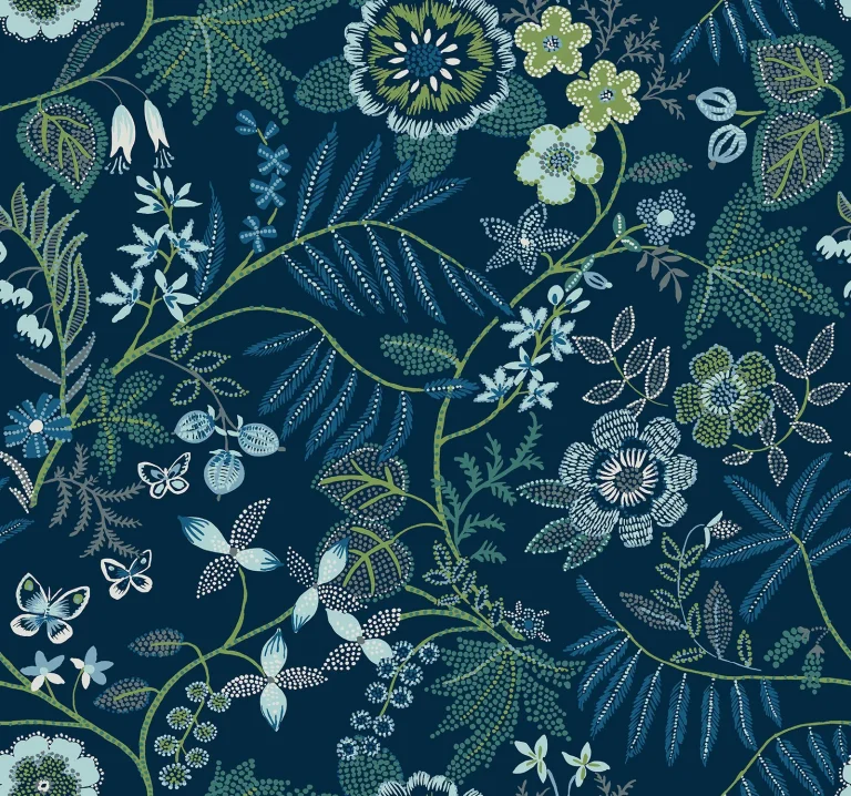 Marilyn Floral Trail Wallpaper - Dark Blue — Ảnh 3