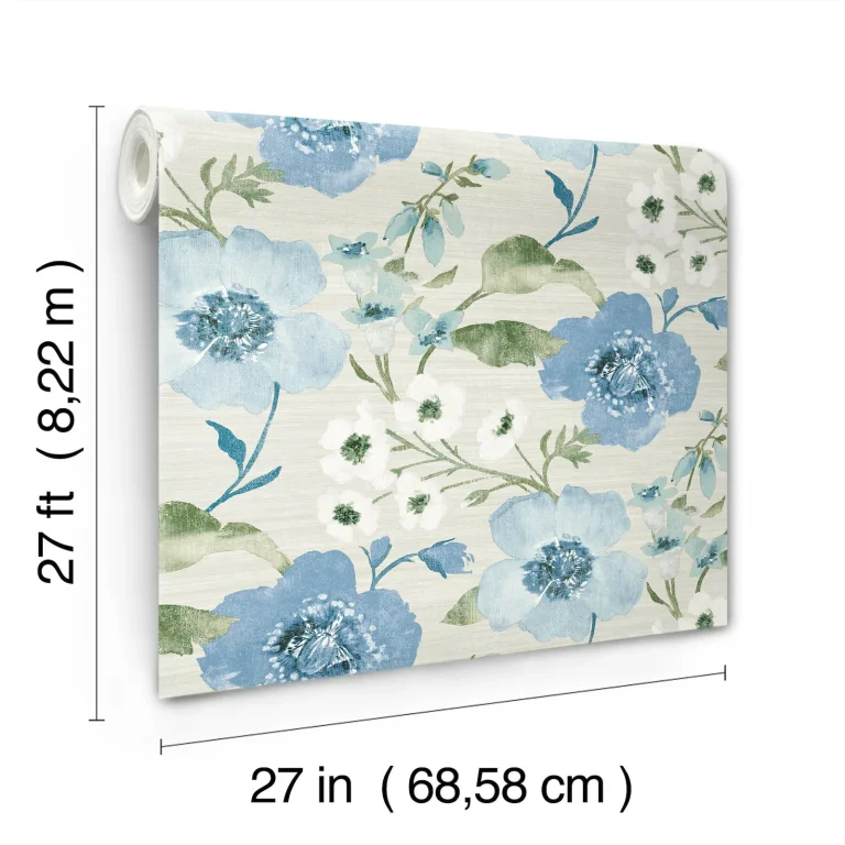 Evelyn Floral Wallpaper - Blue — Ảnh 3