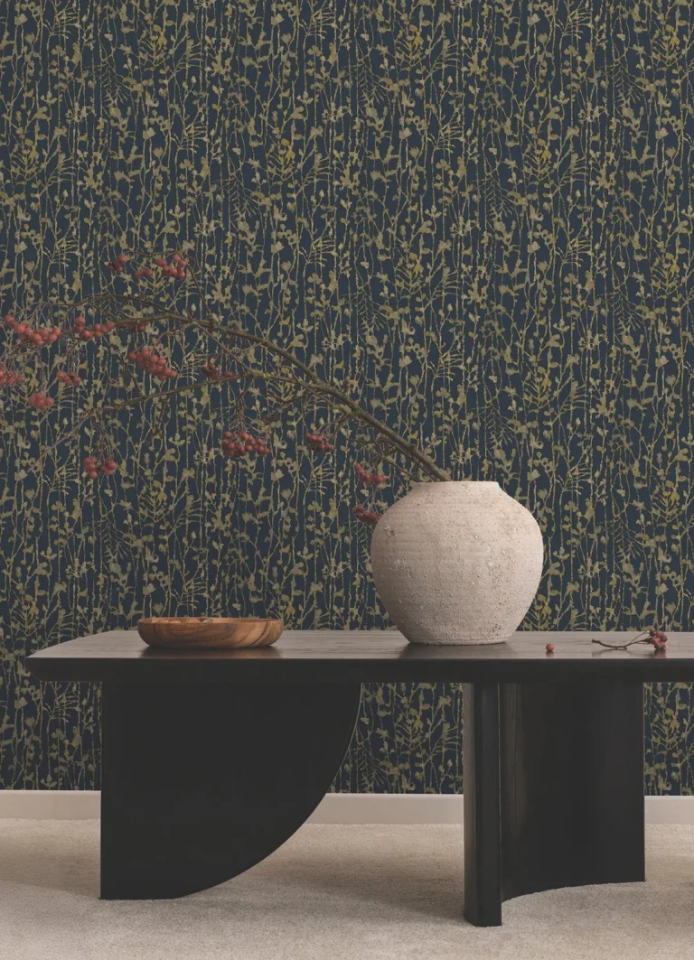 Ronald Redding Filigree Abstract Wallpaper - Navy