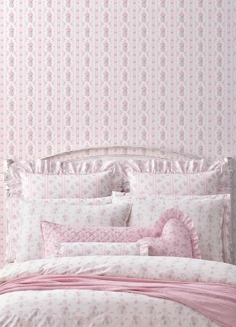 LoveShackFancy Dreamy Days Stripe & Floral Wallpaper - Pink — Ảnh 4