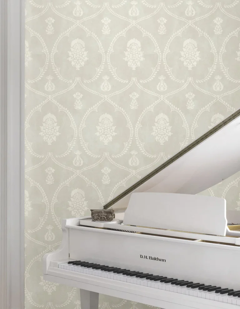 Ronald Redding Royal Damask Wallpaper - Soft Grey — Image 6