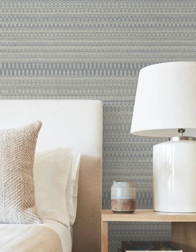 Tapestry Stitch Wallpaper - Navy — Image 2