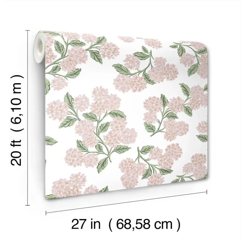 Rifle Paper Co. Hydrangea Peel and Stick Wallpaper - Pink & White — Ảnh 2