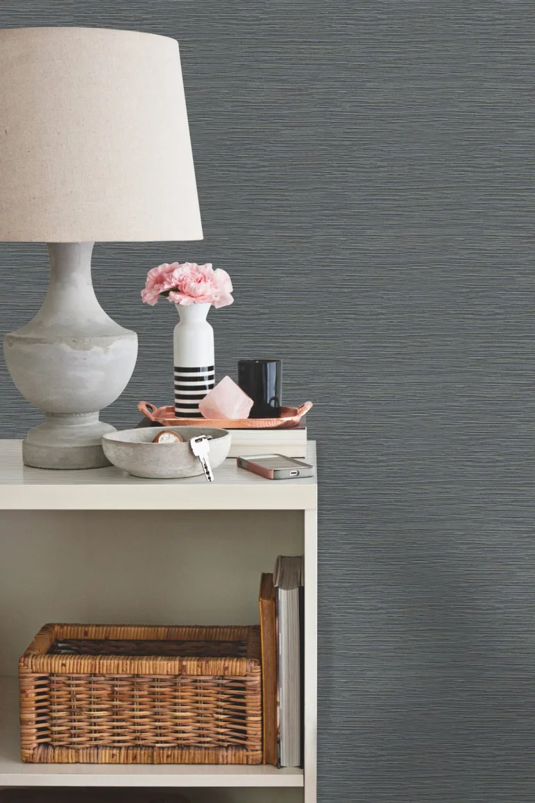Ramie Weave Grasscloth Wallpaper - Sea Gray — Ảnh 3
