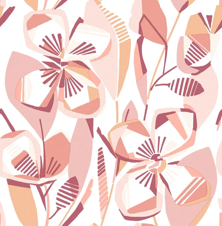 Nathalie Abstract Blooms Wallpaper - Coral — Ảnh 3