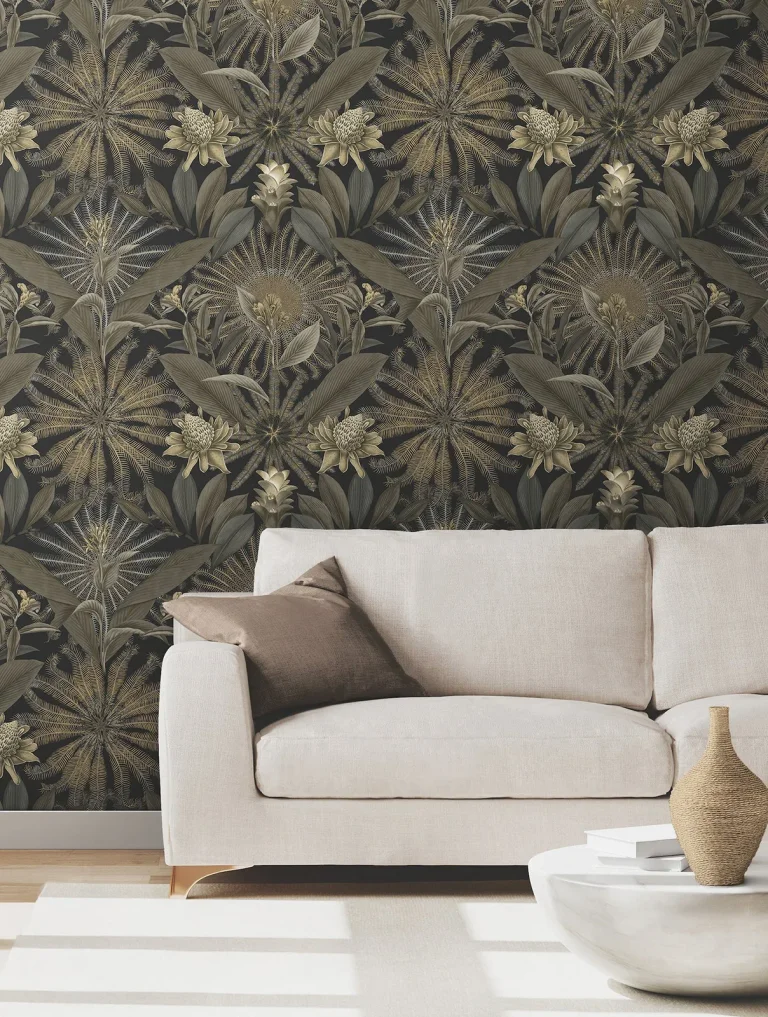 Ronald Redding Enchanted Garden Tropical Wallpaper - Black — Ảnh 2
