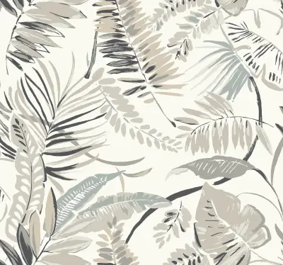 Tropical Toss Wallpaper - White/Neutrals