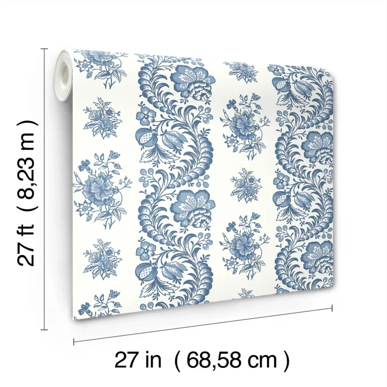 Beaumont Floral Stripe Wallpaper - Blue — Ảnh 4