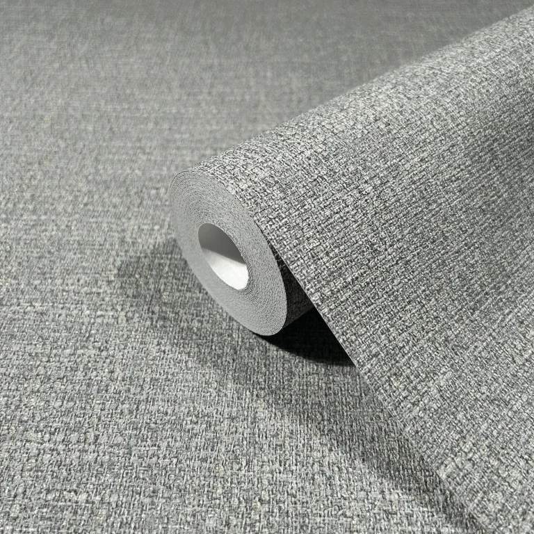 Highland Tweed Faux Fabric Wallpaper - Dark Grey — Ảnh 5