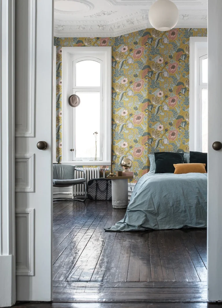 Anemone Floral Wallpaper - Mustard — Image 4
