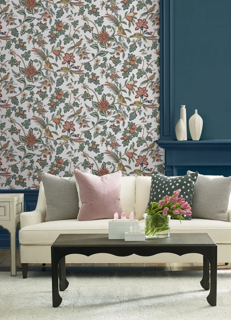 Parterre Jacobean Wallpaper - Coral — Image 4