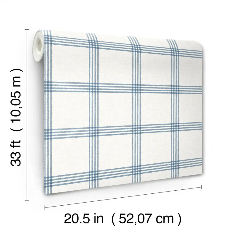 Chesapeake Twain Plaid Wallpaper - Denim and Eggshell — Ảnh 2
