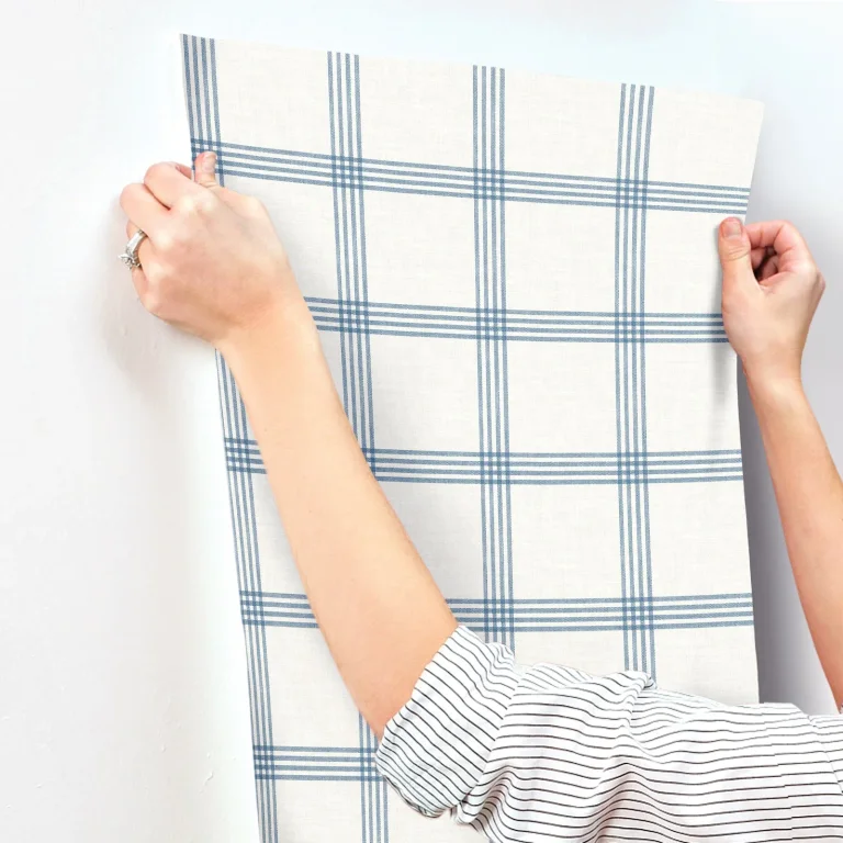 Chesapeake Twain Plaid Wallpaper - Denim and Eggshell — Ảnh 6