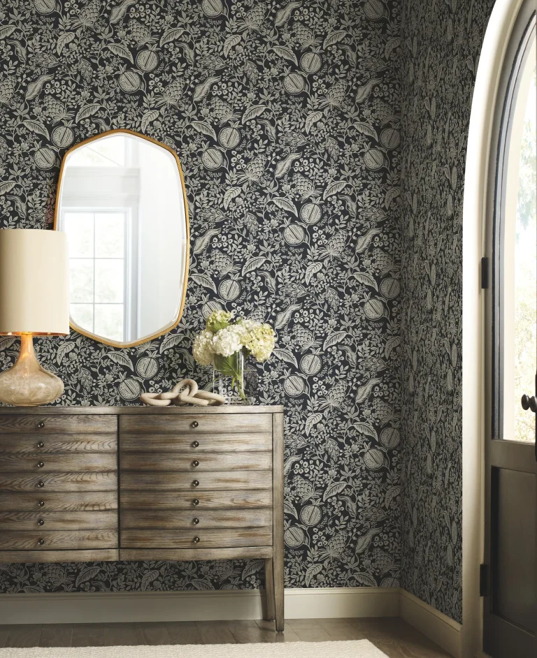 Rifle Paper Co. Pomegranate Wallpaper - Black & Linen — Ảnh 2