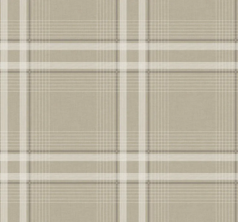 Ronald Redding Country Club Plaid Faux Linen Wallpaper - Taupe — Image 4